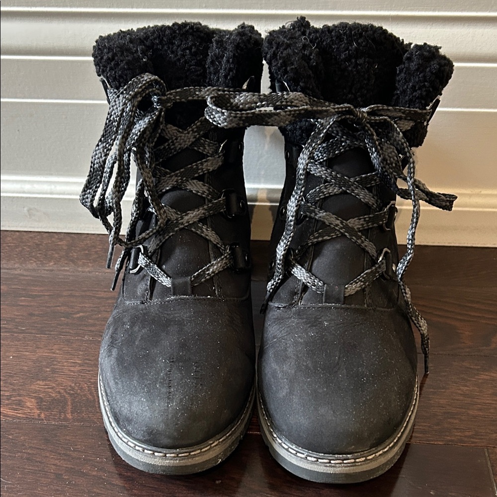 Women's Black Lace-Up Boots